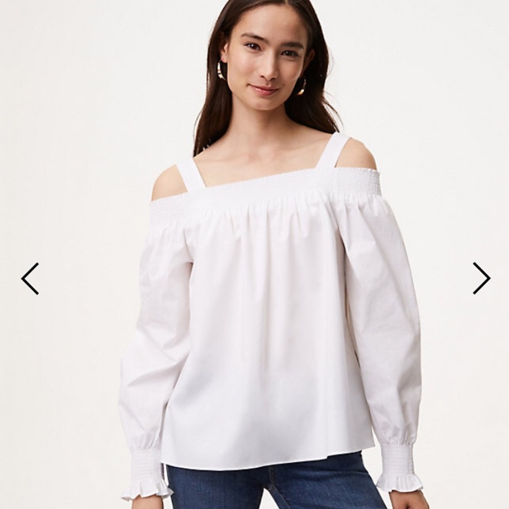 LOFT smocked off the shoulder blouse